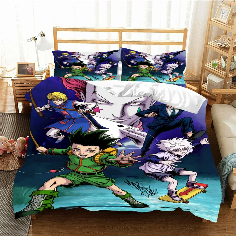 

HUNTER×HUNTER Three-Piece Duvet Cover Pillowcase cartoon GON·FREECSS & Killua Zoldyck Personality bedroom Decor Soft Sheet
