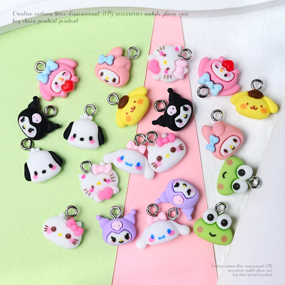 10/30/35/50pcs Sanrio Pendant Charms Kawaii Hello Kitty & Kuromi Resin Charms for DIY Jewelry - Bracelets, Keychains, Necklaces* 3