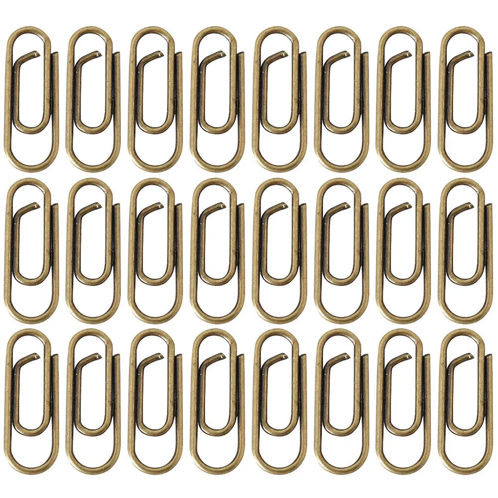 100Pcs 금속 미니 종이 클립 견고한 구조 신뢰할 수있는 클램핑 사무실 학교 문서 파일 클립 레트로 장식 종이 클립