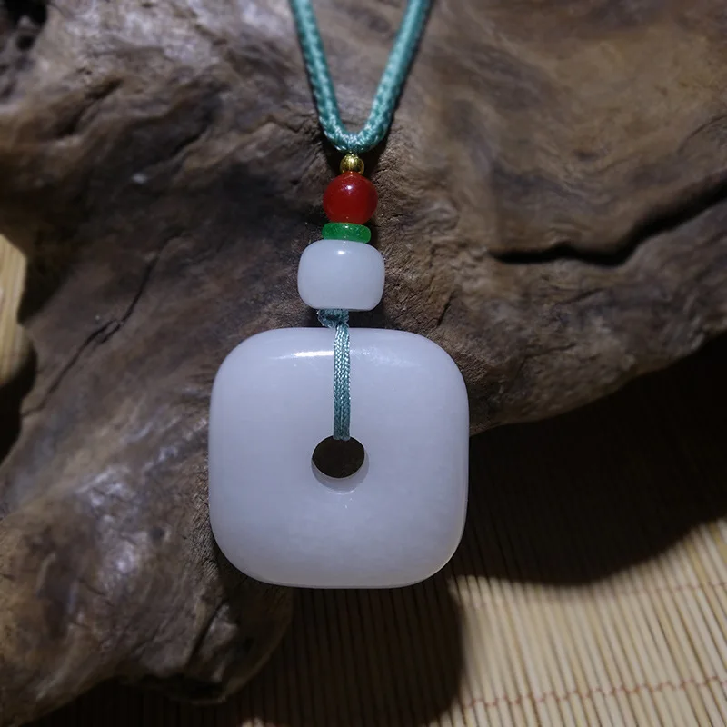 Natural Jade Peace Buckle Carved Bestseller 2022 Product Pendant Handmade Boho Necklace Couple Gift Nick Girl PersonalizedCute