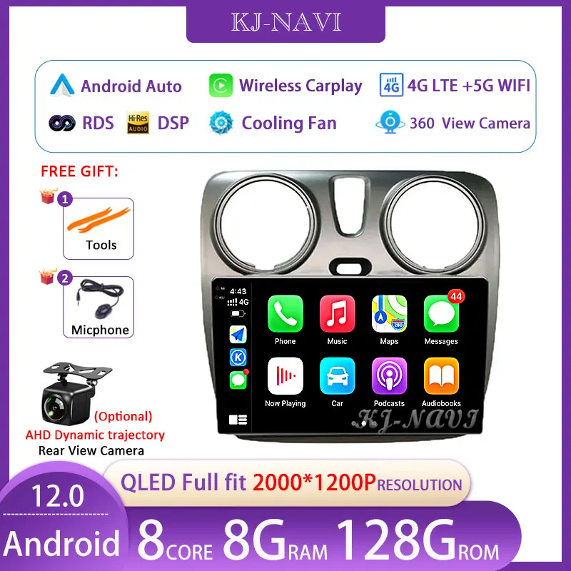 

Autoradio Multimedia Car Radio Video Player For Renault Lodgy 2021 Dokker 2012 - 2020 Android 12 Navigation GPS Stero Audio QLED