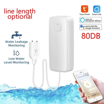 Tuya WiFi smart water leakage sensor leak level 80db sound alarm detector security overflow protection Tuya Smart Life app 1