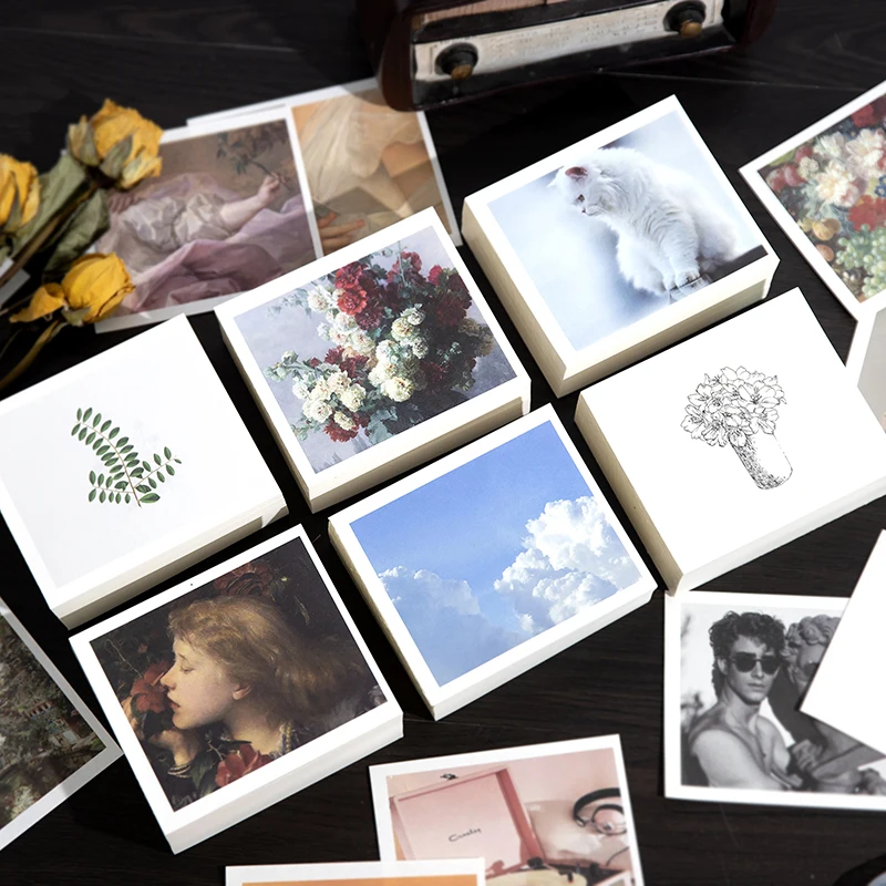 Yoofun Ins Artista Estético Nuvens de Flores Vintage Figuras Material Livro Colagem Lixo Jornal Decor Paper 365 Padrões