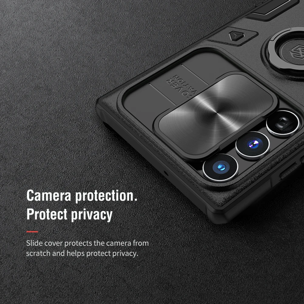 NILLKIN For Samsung Galaxy S22 Ultra Case Stylish CamShield Armor Slide Cover Camera Protect Privacy Ring kickstand Hard Shell
