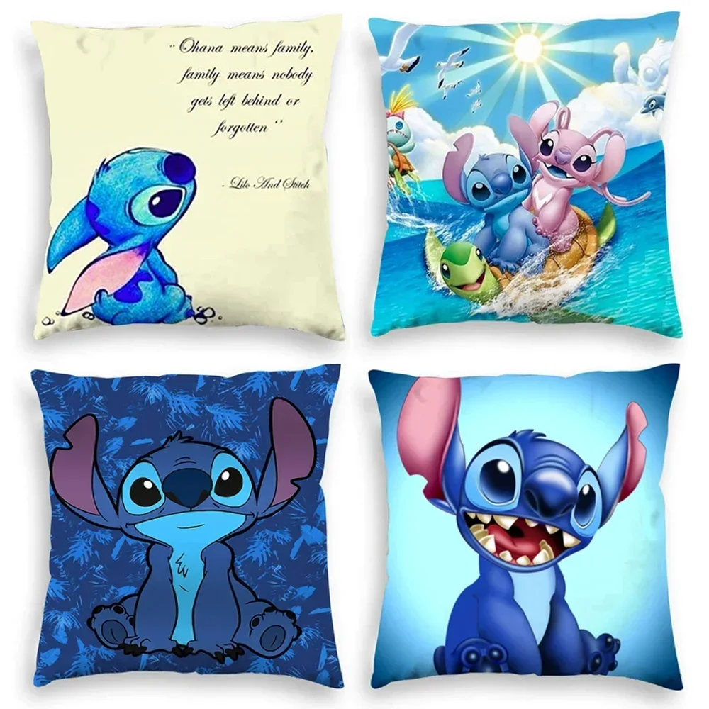 

Чехол для подушки Disney Stitch, плюшевые игрушки, Лило и Стич, наволочка, аниме кавайные наволочки, украшение для дома, подарок на день рождения, 45x45 см