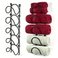 6-Piece Wrought Iron Towel Rack Wall-Mounted With Hooks Sturdy Easy Install Space-Saving For Bathroom Kitchen | 24-hour Shipping