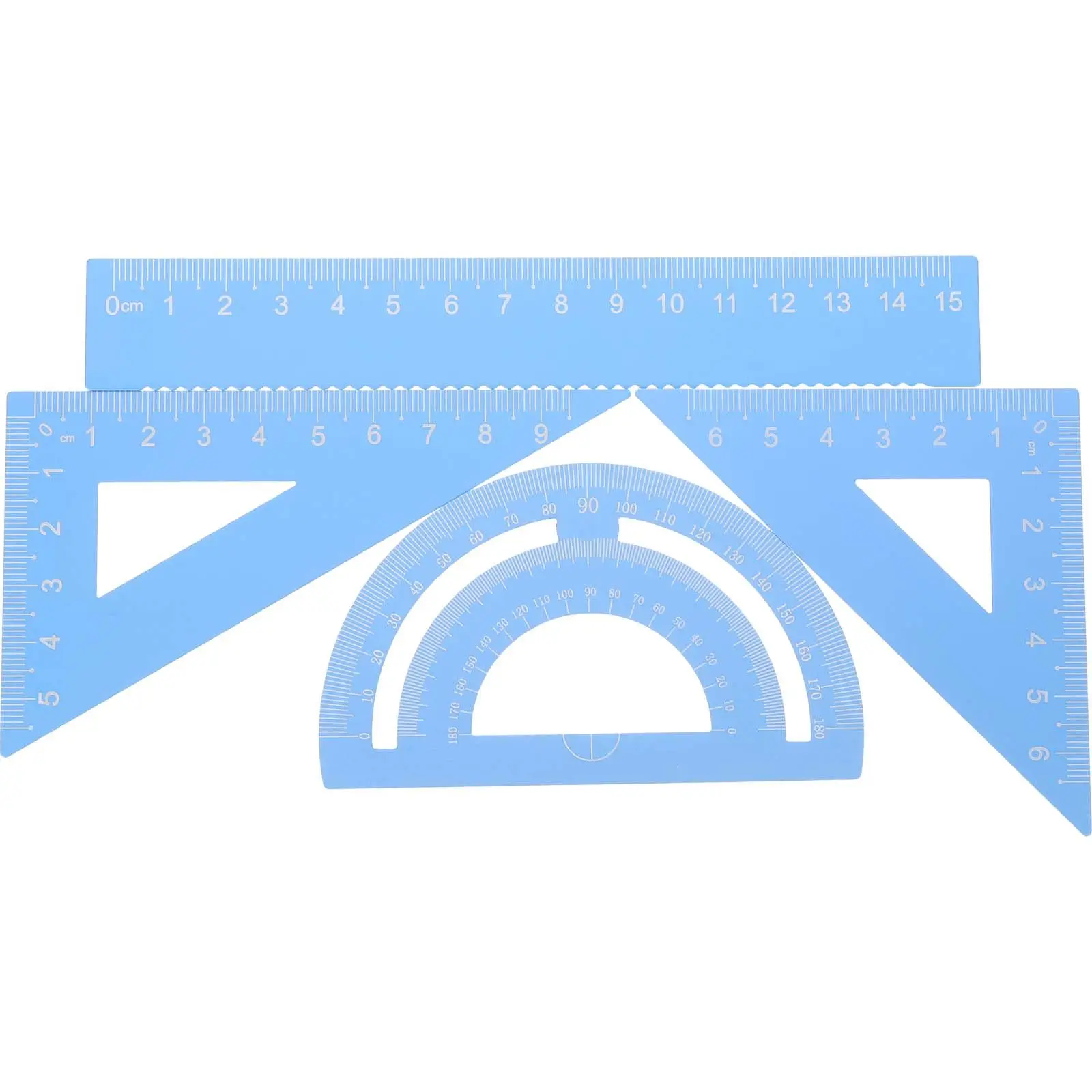 4Pcs 알루미늄 합금 금속 자 세트 휴대용 직선 삼각형 각도기 그리기 수학 측..