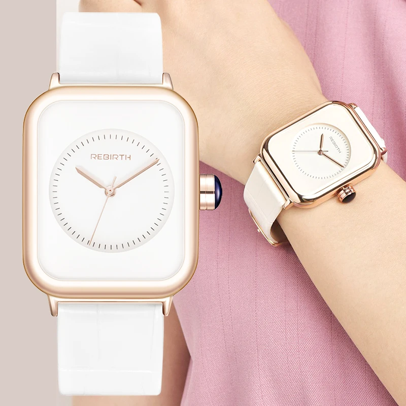 

Sdotter REBIRTH Fashion Women Wrist Watch 2022 White Leather Minimalist Ladies Quartz Dress Wristwatch Relogio Feminino Montre F