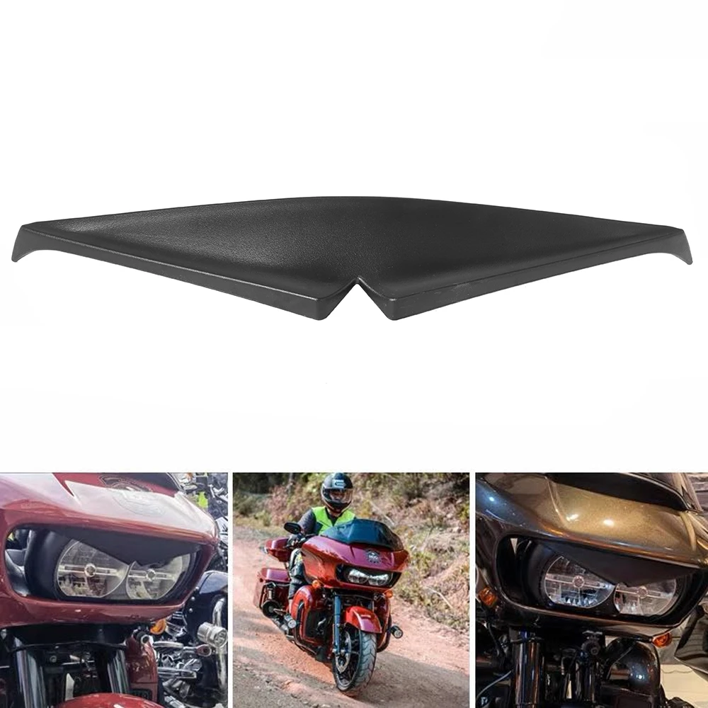 Black Motorcycle Headlight Trim Headlamp Eyebrow Eyelid Upper Tip Cover