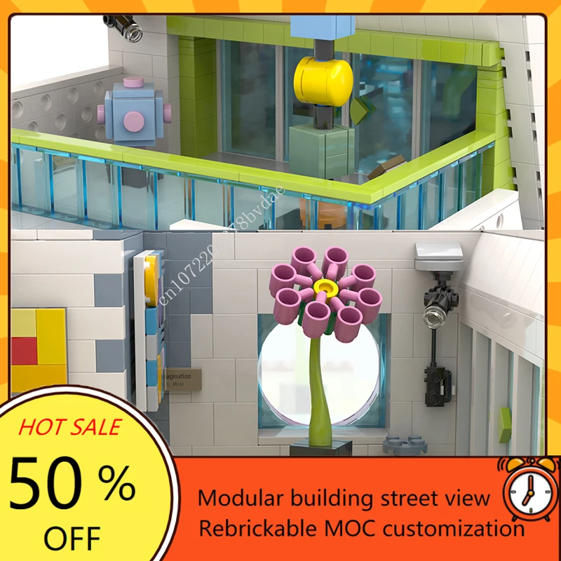박물관 모듈형 MOC 크리에이티브 스트리트 뷰 모델 빌딩 블록, 건축 DIY 교육 조립 모델 완구 선물