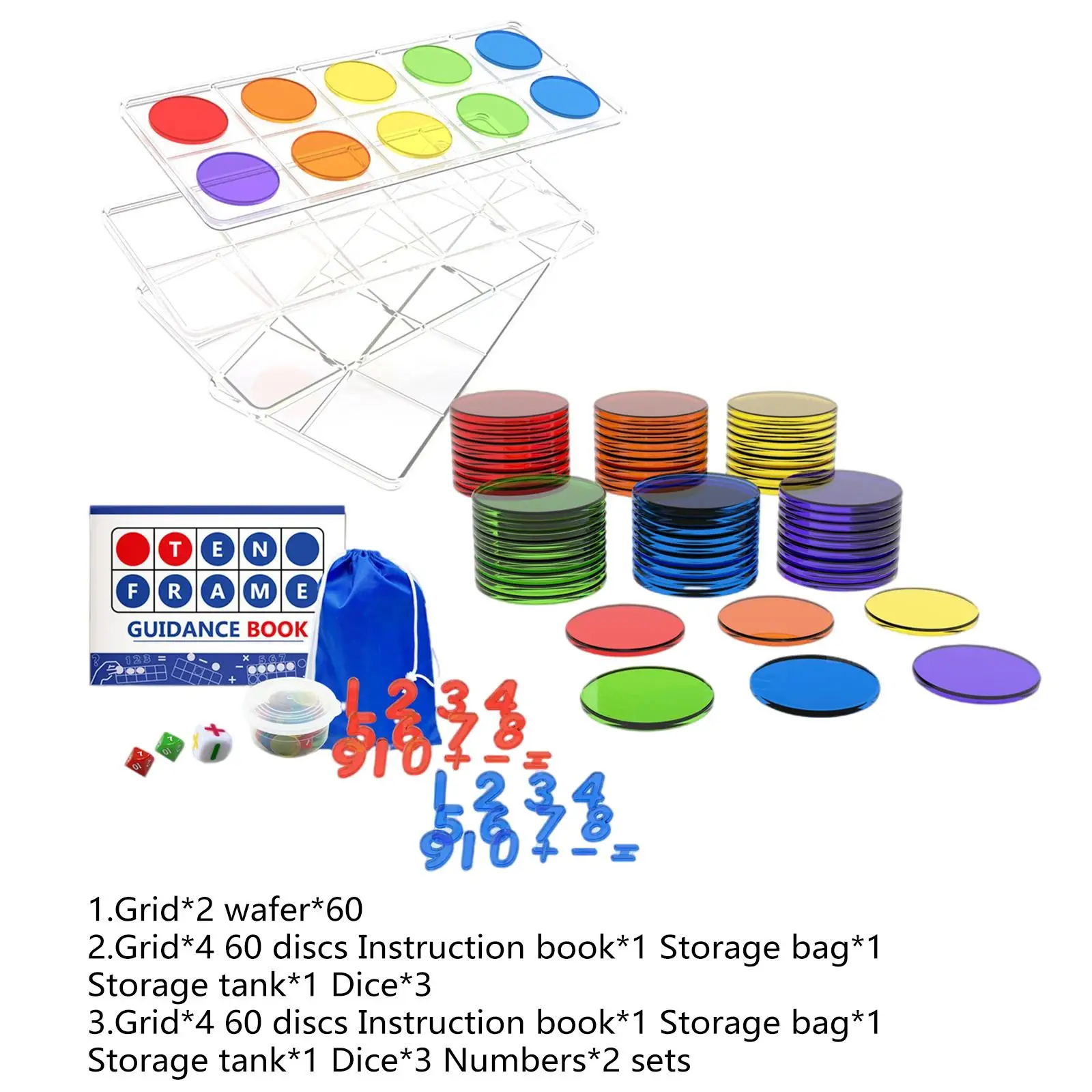 Ten-Frame Set for Classroom and Homeschooling, Math Manipulative 10 Frame Activity Toy Board for Kids Counting