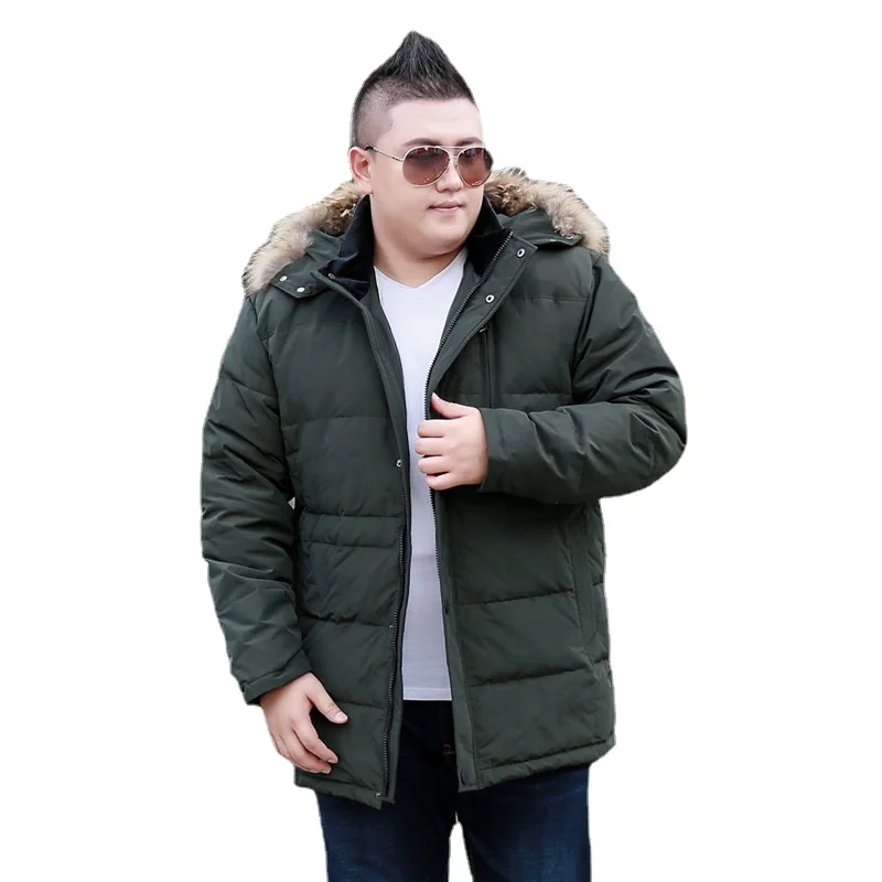 

new fashion high quality super large Men Casual Warm Thick Fur collar with hood Loose Down Jacket coat plus size XL-10XL