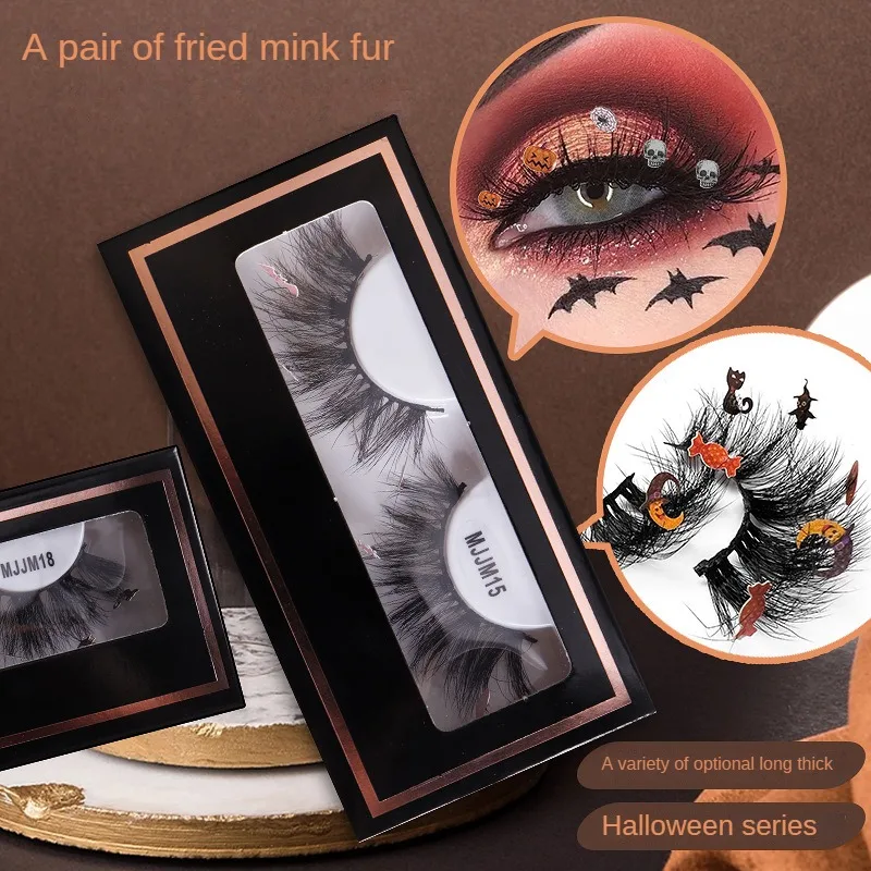 

New Halloween Fake Eyelashes Natural One-Piece Mink Eyelashes A Pair Of European And American Stage Makeup Eyelashes