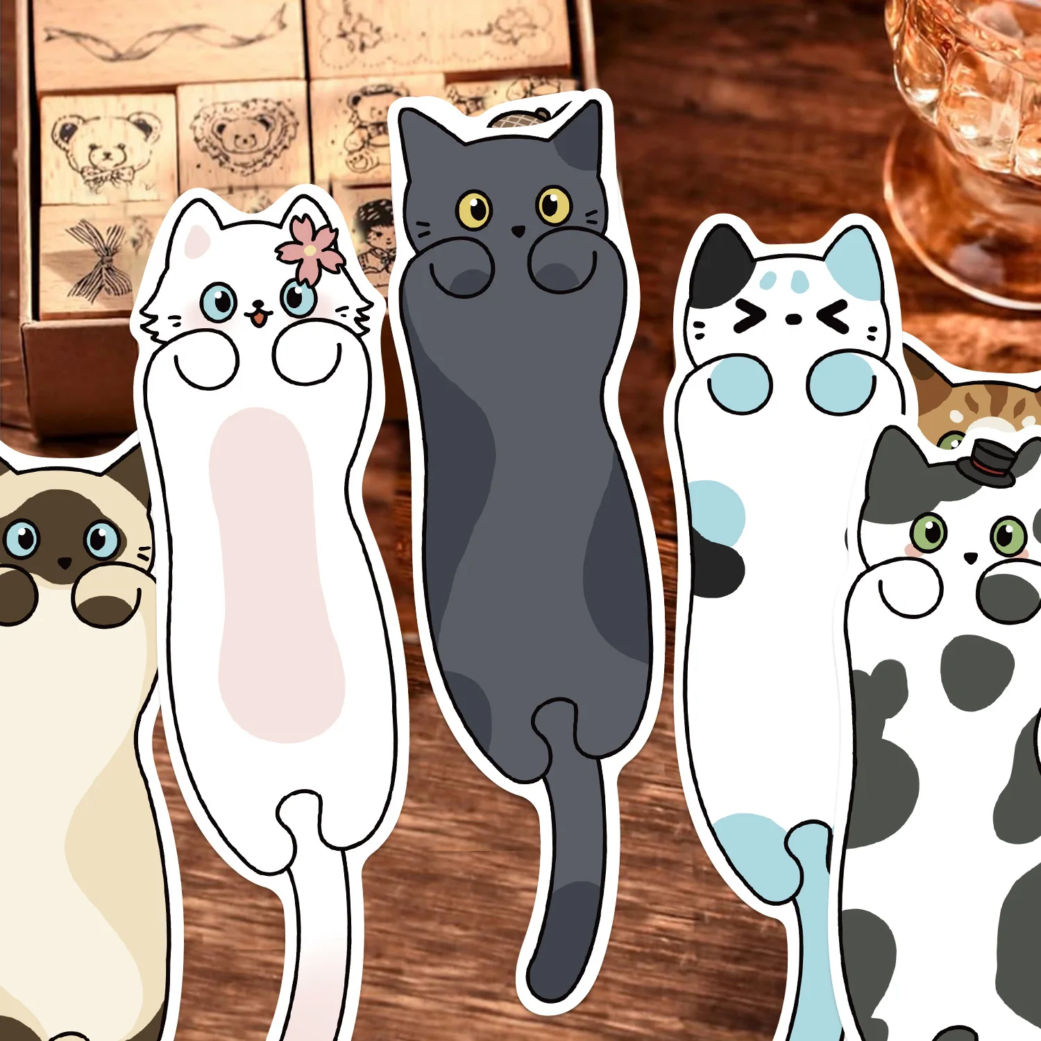 30Pcs Cartoon Reading Cat Bookmarks Set Cute Aesthetic Page Markers for Students DIY Book Annotation Stationery Supplies animal bookmark,bookmarks stationery supplies