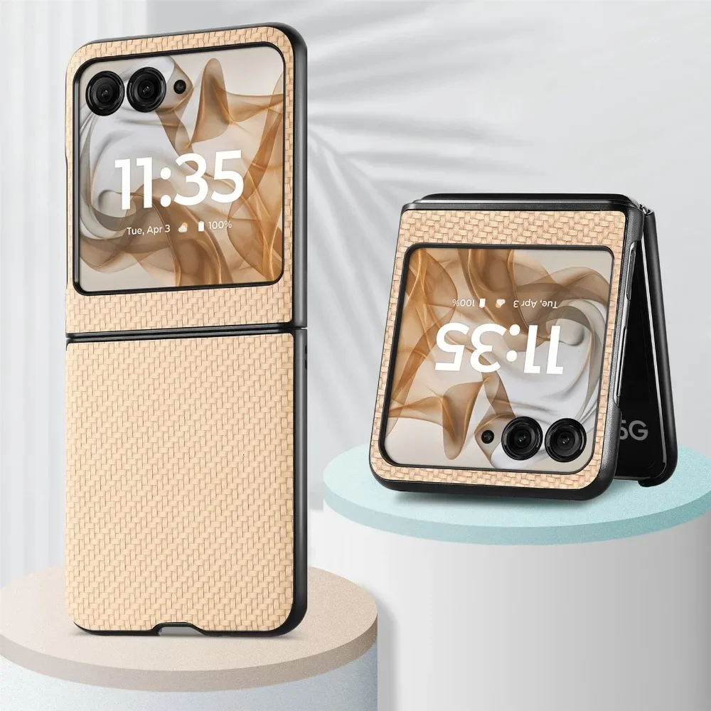 Carbon Fiber Pattern PU Leather Anti-Drop Protective Phone Case in Solid Color