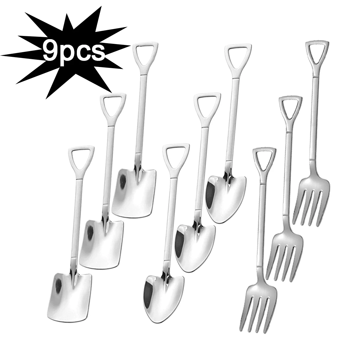 9pcs Stainless steel square spade spade fork pointed shovel said