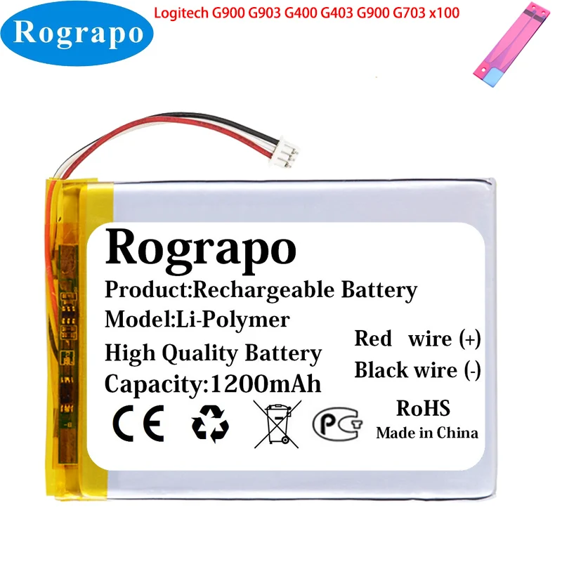 Nuova Batteria 1200Mah 533-000130 603450 Per Mouse Wireless Logitech G900 G903 G400 G403 G900 G703 X100