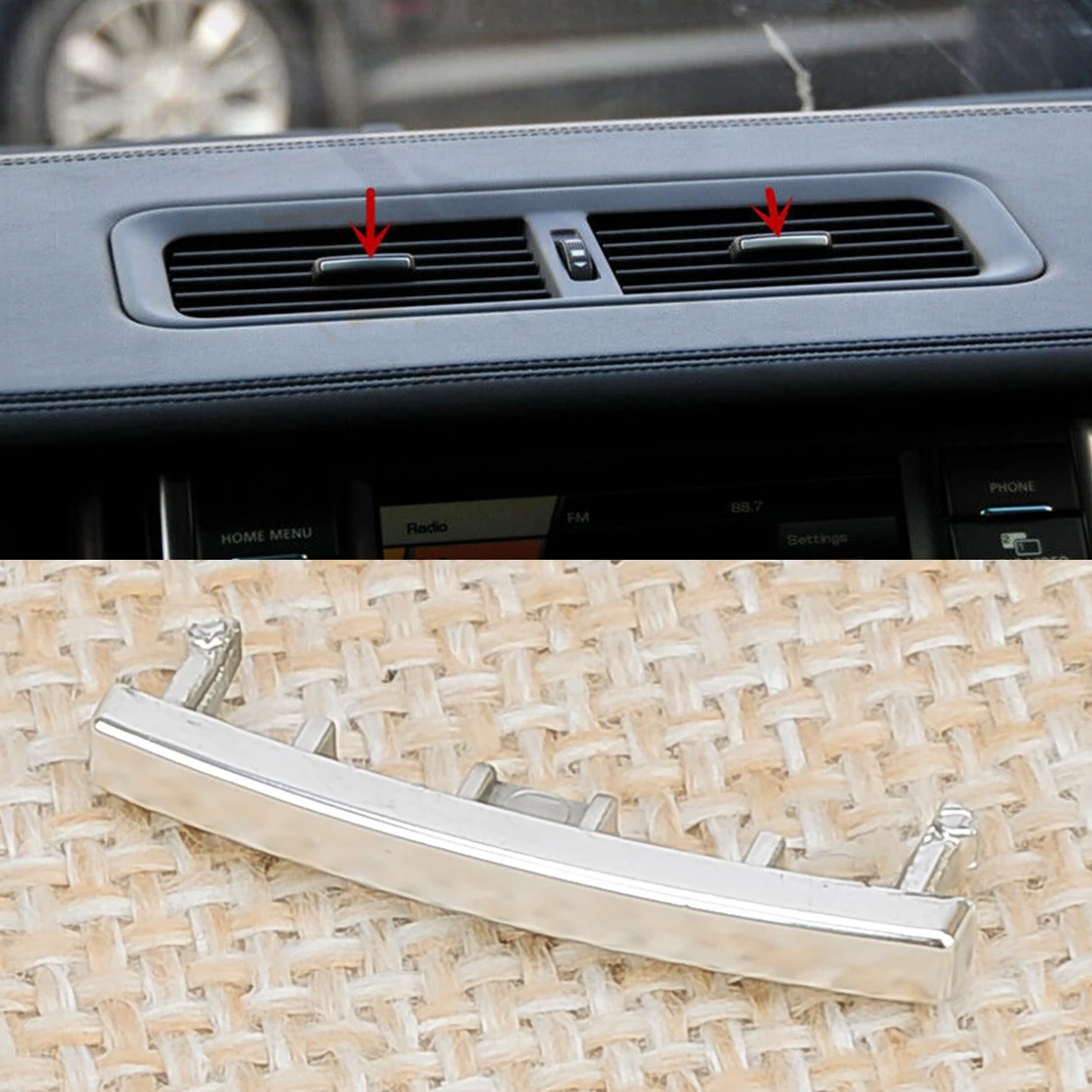 Chrome Style ABS A/C Vent Outlet Paddle Trim Strip Fit for Land Rover Range Rover 2007 2008 2009 2010 2011 2012 1