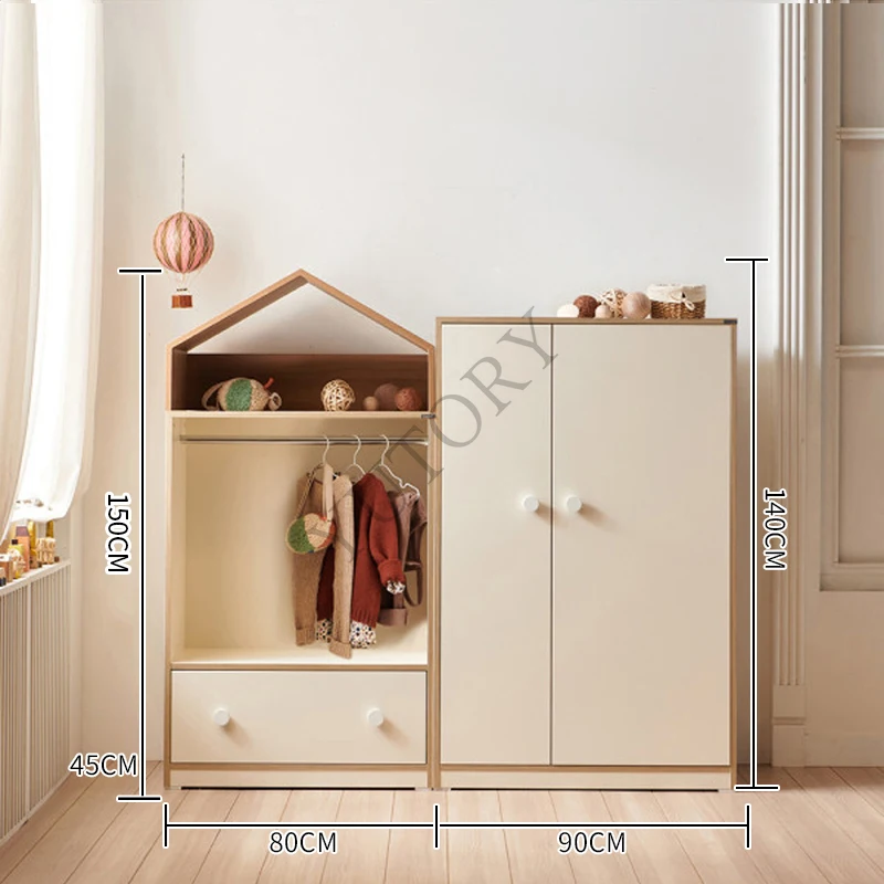 Solid wood children's wardrobe, baby storage milk drawer, storage hopper cabinet, baby wardrobe