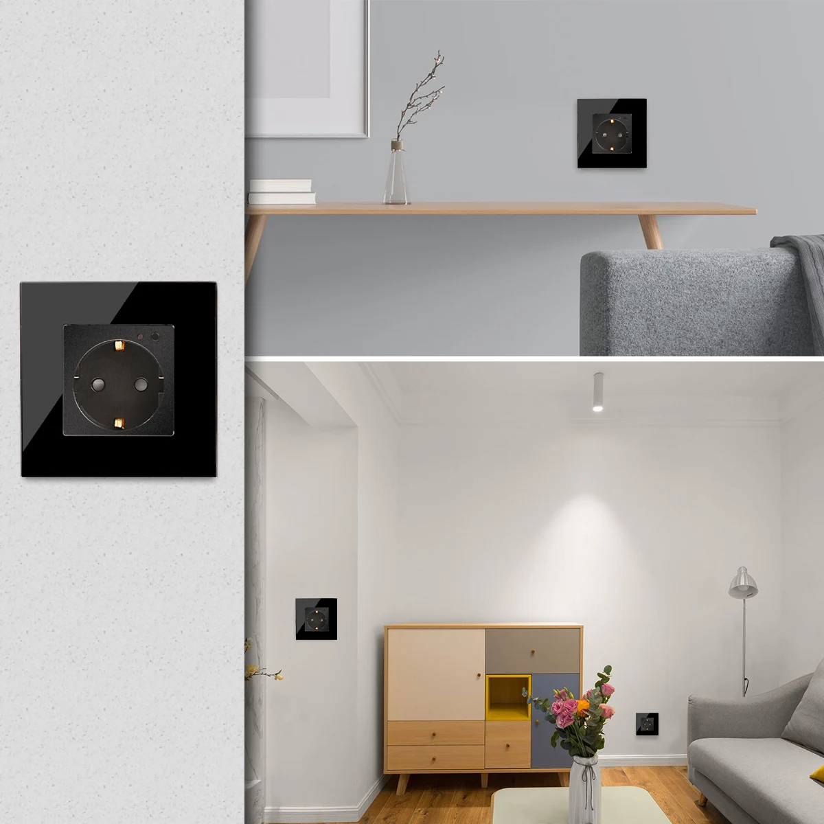 Description Picture 3 of itemTouchMi Wifi Smart Switch and Smart Socket Power Monitor with Black Crystal Glass Panel Need or NO Neutral Home Improvement