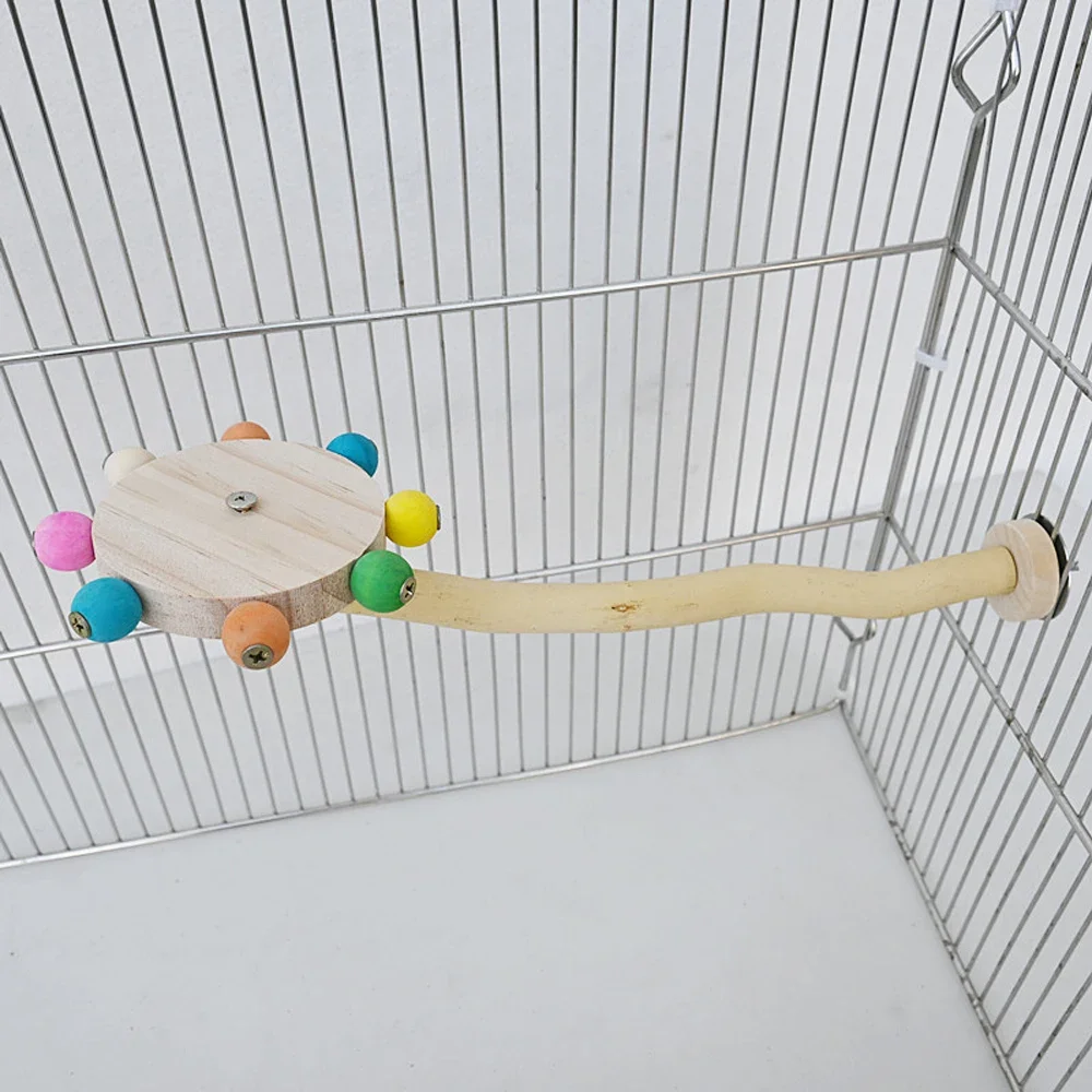Funny Perch Toy with Rotating Balls Wood Interactive Bird Stand Colorful Parrot Foraging Toy Rotating Windmill for Lovebirds parrot toy bird toy bird perch stand