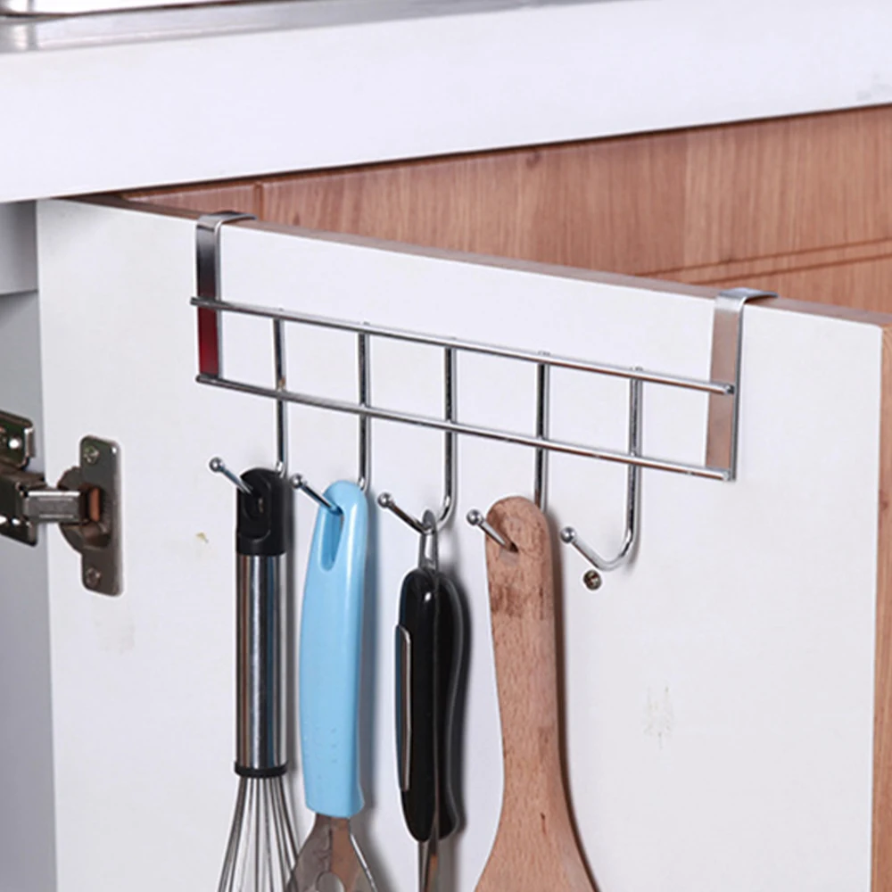 

Home Kitchen Wrought Iron Hook Closet Door Back Type 5 Even Hook Kitchen Supplies Cupboard Door Perforated Metal Storage Rack