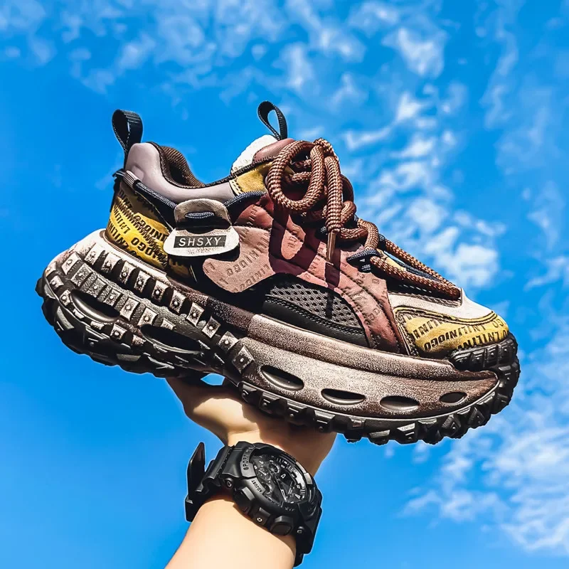 Mens Breathable Comfortable Upper Non-slip Wear-resistant Soles Original Shoe Casual Sport Shoes Four Seasons Thick Sole Sneaker