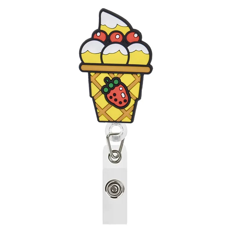 1PC Big Kawaii Ice Cream Badge Reels Cartoon Fruity Ice Cream Work