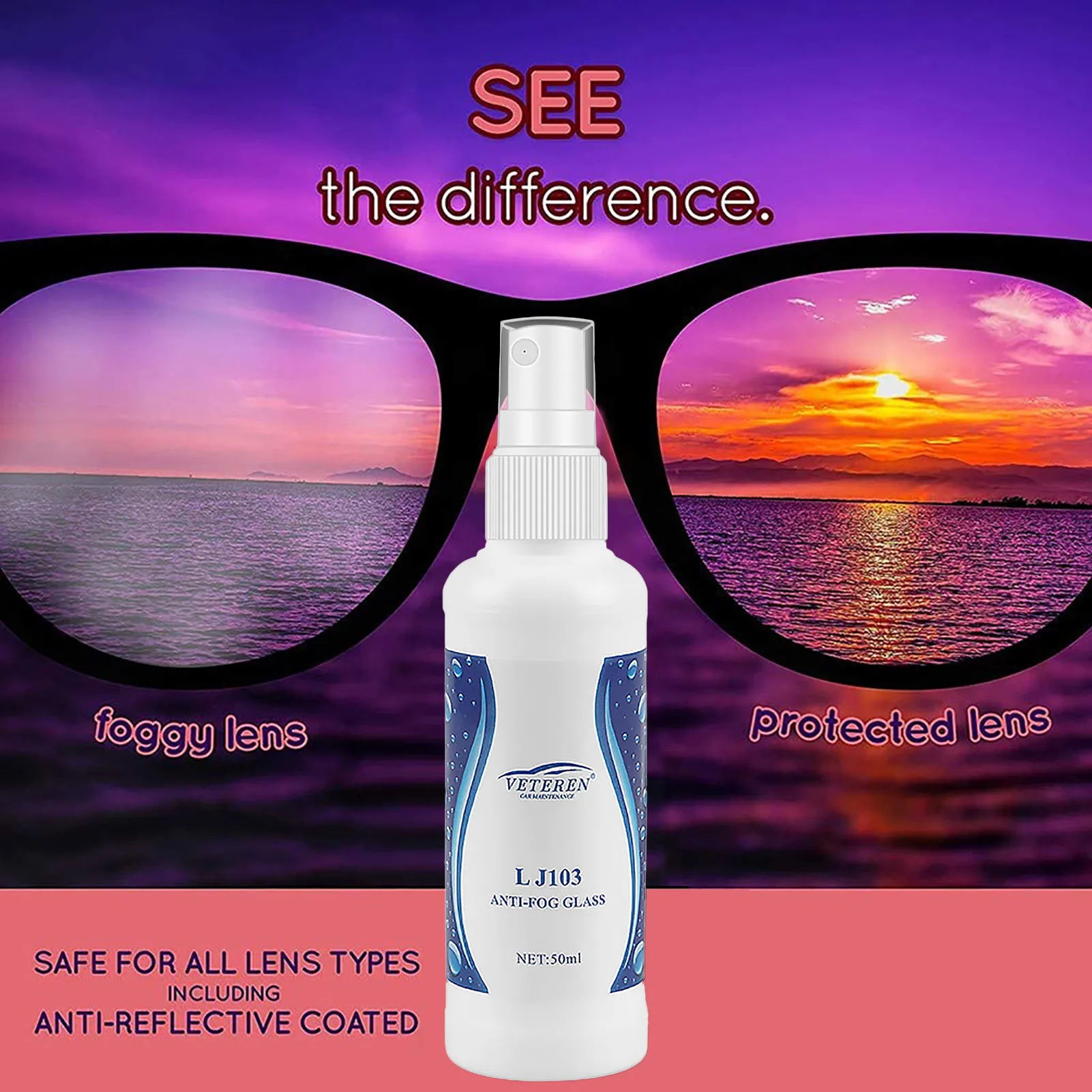

50ml Car Anti-fog Agent Waterproof Rainproof Anit Fog Spray Auto Car Window Glass Bathroom Cleaner Cleaning Maintenance Tool