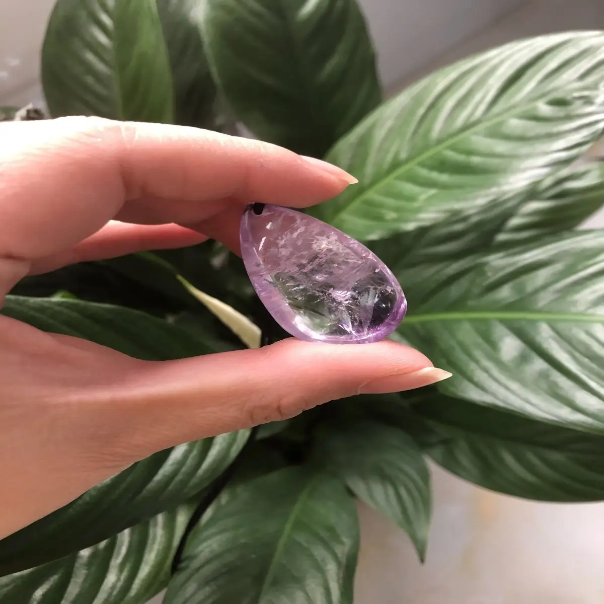 3Pcs Natural Amethyst Lavender Burst Crystal Crystal Crystal Crystal Clear Water Drop Shaped Pendant For Men And Women