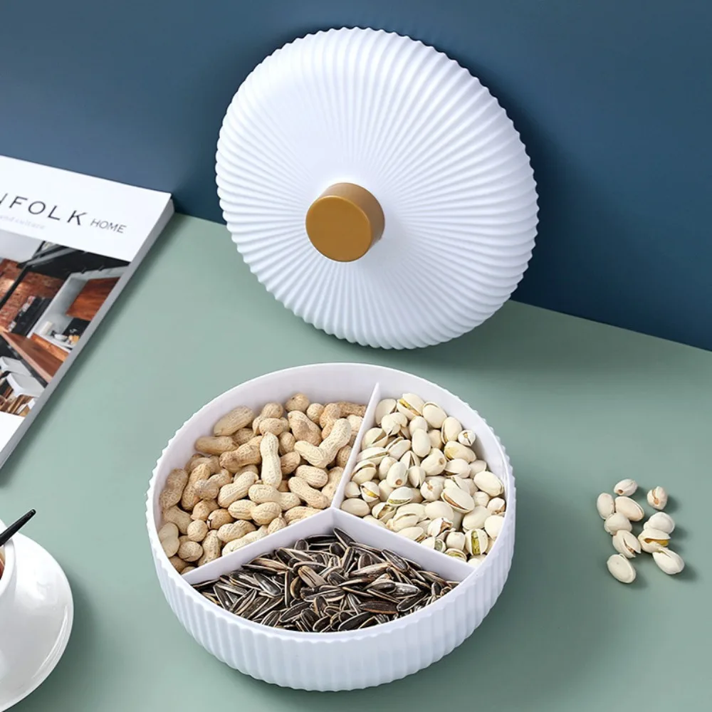 Storage Tray 3Compartment Round Divider Food Fruit Candy Nut Appetizers Banquet Service Platter Kitchen Storage
