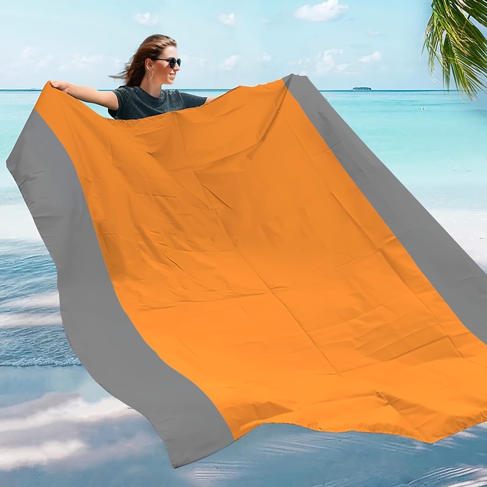 Large Anti-sand Beach Blanket & Foldable Beach Mat with 4 Corner Pegs - Honeycomb Design, All-Season Durable Outdoor Camping