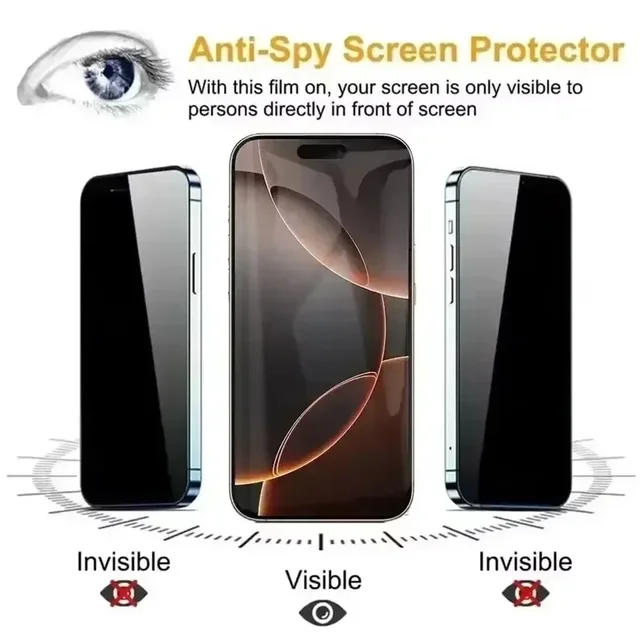 5Pcs Dust Free Installation Privacy Screen Protector for IPhone 16 14 11 12 13 15 Pro Max 7 8 Plus Mini X XR XS Anti-spy Glass 2