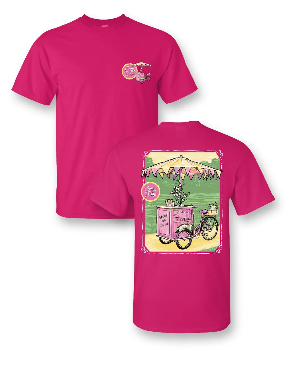 Sassy Frass Ice Cream Trike Cart Comfort Color Bright Girlie T Shirt