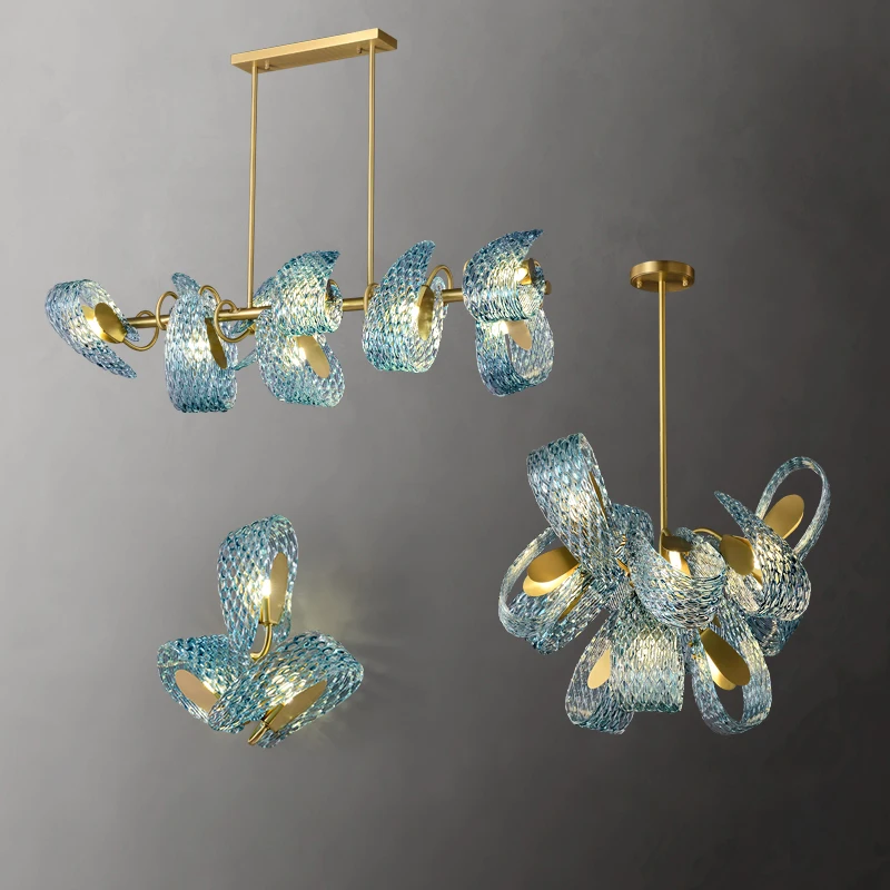 

Italian Chandelier Art Deco G9 Postmodern Glass Blue Beauty Lustre romantic lamp Foyer Living Room Indoor kitchen design light