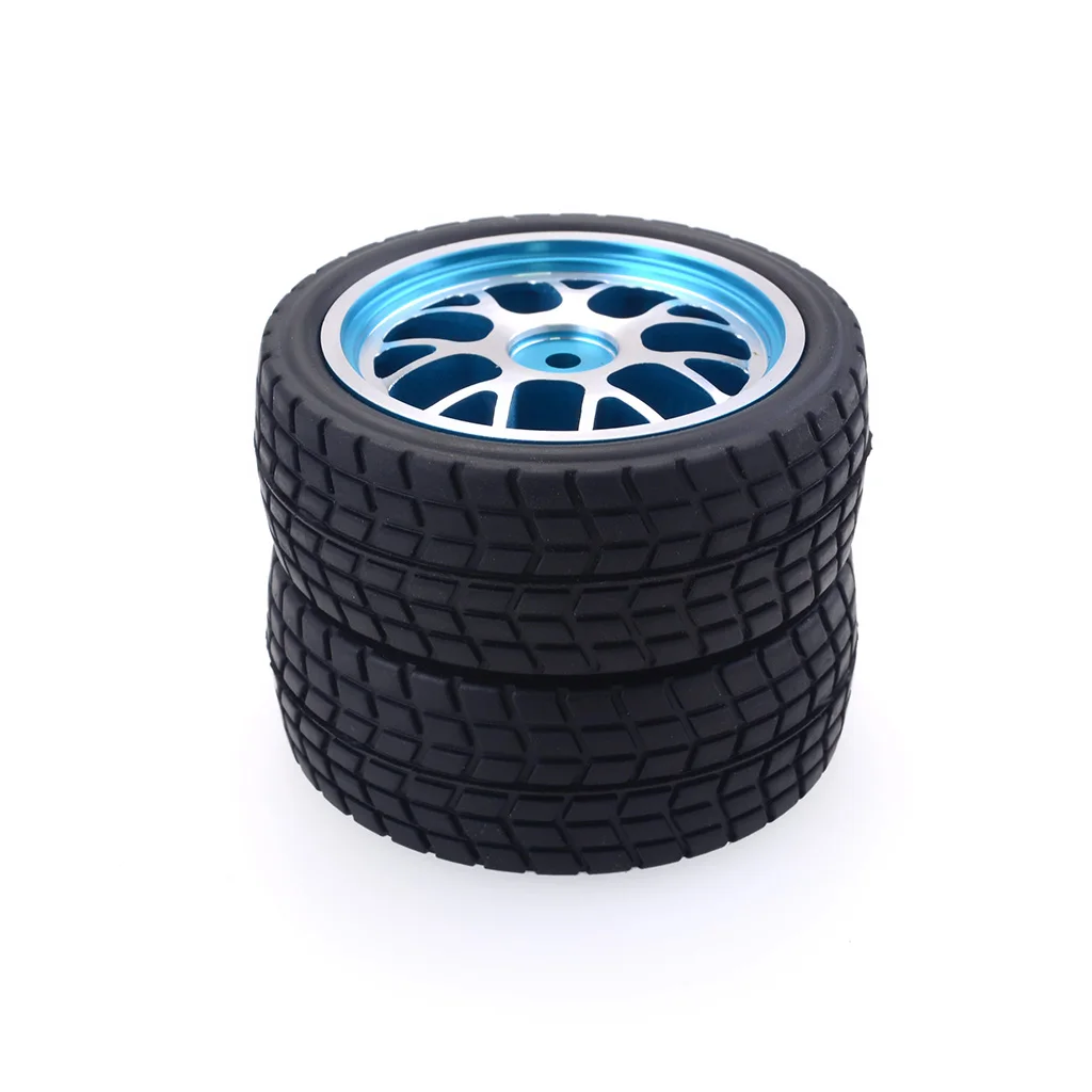 

hobbysoul 4pcs New RC 1:10 On Road flat car Tires Soft & Alloy Aluminum wheels Rims Hex 12mm