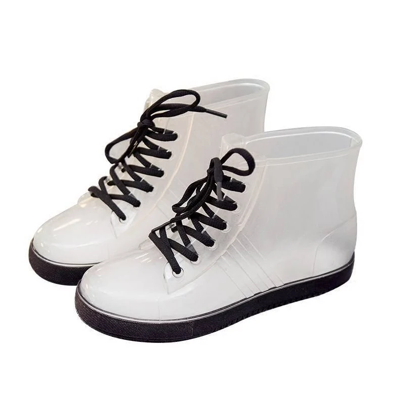 Rainy Season PVC Fashion Women's Jelly Transparent Rain Boots Rubber Anti-skid Waterproof Rain Boots Iadies Low-Top Rain Boots