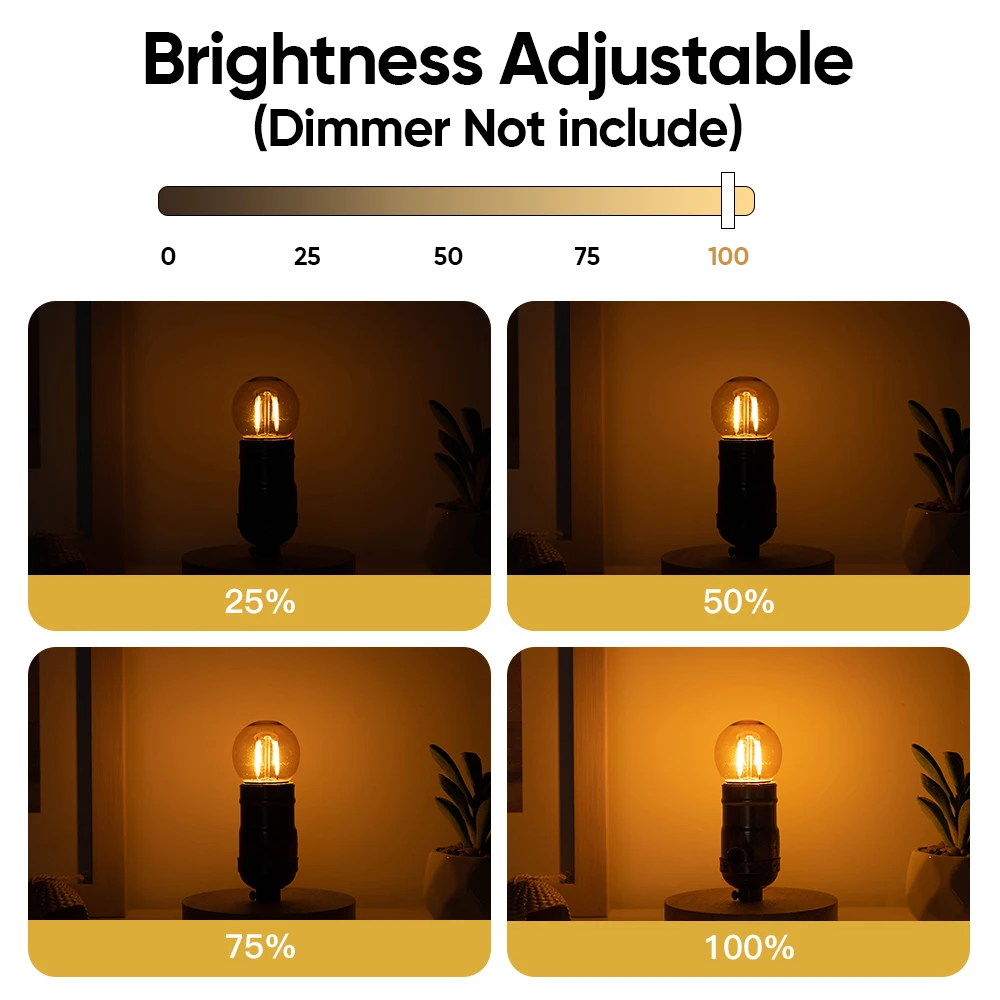 빈티지 LED 글로브 전구, 220V E27 나사 베이스 소켓, 2000K 따뜻한 노란색 장식 에디슨 LED 필라멘트 전구, G40, 15 개