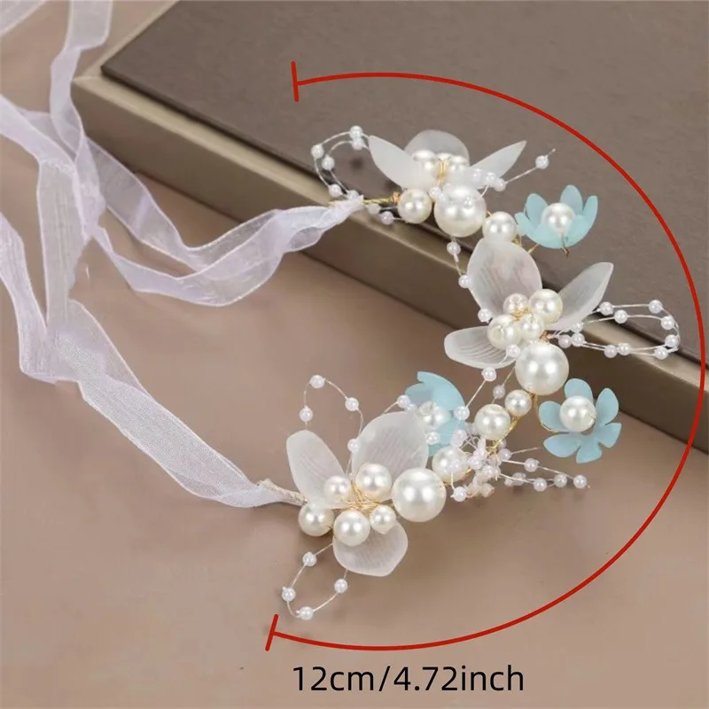 Elegant Girls Headband Imitated Pearl Hair Headdress Baby GirlsFlower Wreath Bride Garland Head Hoop Wedding Headbands Hair 6