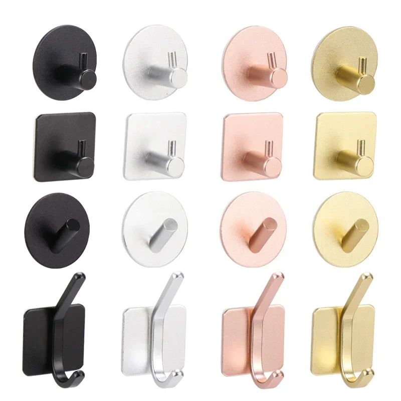 Wall Holder Multi Purpose Hooks Self Adhesive Wall Hook 1PC Door Key Holder Clothes Coat Hanger Bathroom Towel Holder Kitchen Storage Rack Shelf Bag Organizer