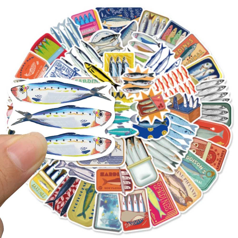10/30/50개 빈티지 정어리 캔 그래피티 스티커 지중해 감성 데칼 DIY 노트북 전화 문구 장식 스티커