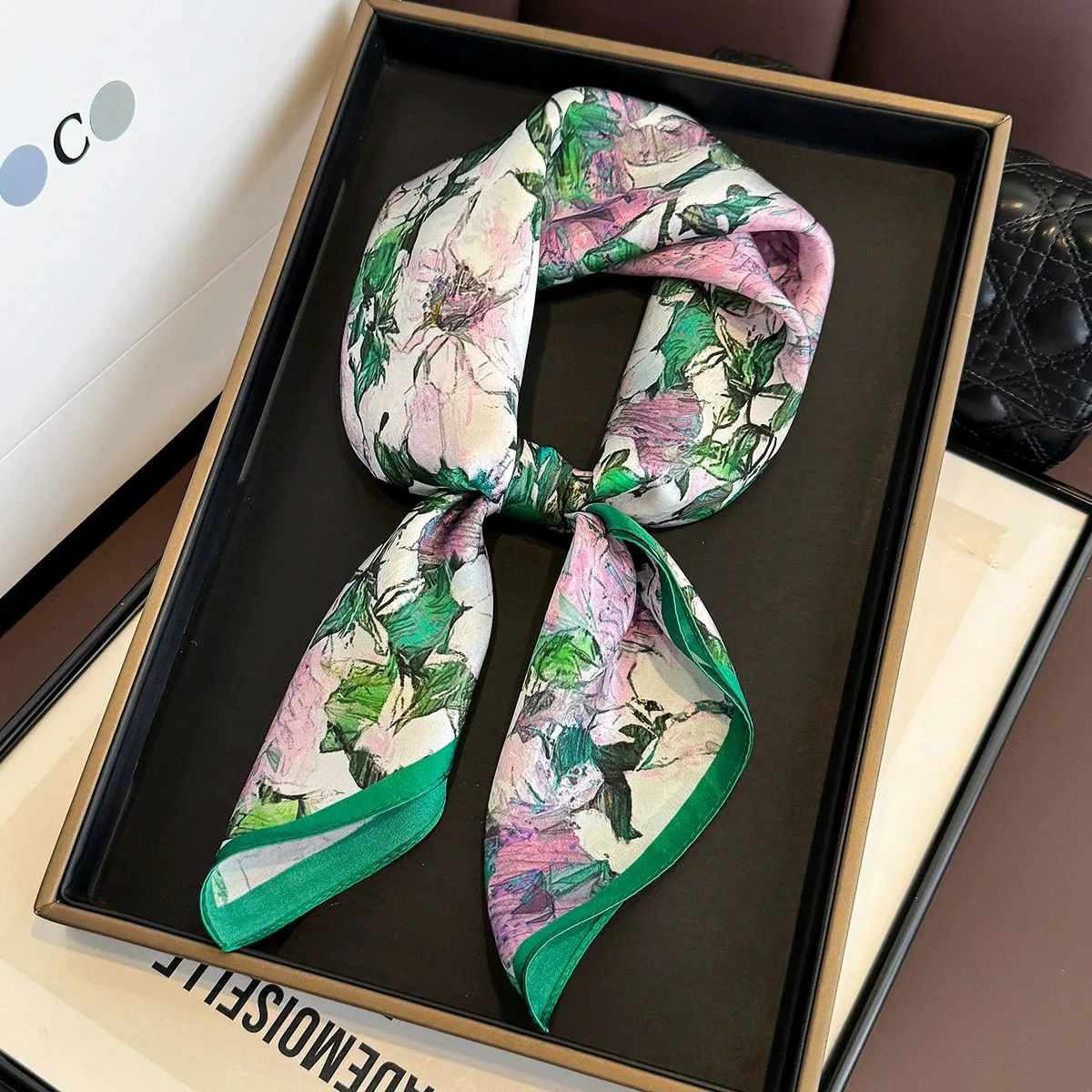 100% Mulberry Silk Square Scarf for Women