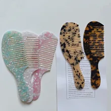 

Korea Retro Large Long Handle Comb Marble Texture Anti-Static Big Tooth Comb Portable Fashion Acetate Board Korean Hair Combs