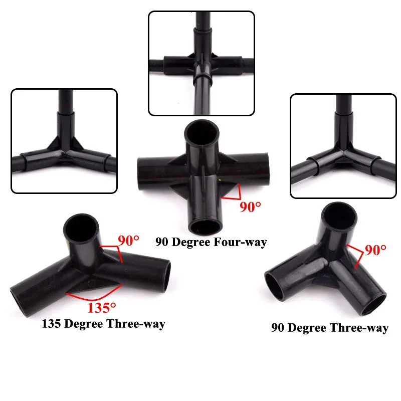 2-20Pcs ID16mm Garden Water Connector PVC Pipe Fittings Straight Elbow Tee Tent Wardrobe Fixed Fittings Plants Support Joint plant support connector