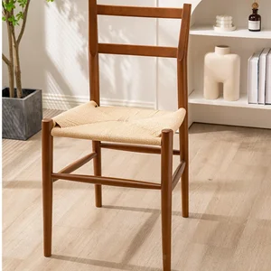 Nordic Braided Rope Chair: Simple Solid Wood Dining Chair with Backrest Home Designer Medieval Furniture