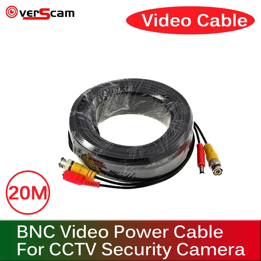 Video Power Siamese Cabo para Vigilância, Acessórios para Câmeras CCTV, Kit DVR, Novo, 20m, 65ft, Comprimento