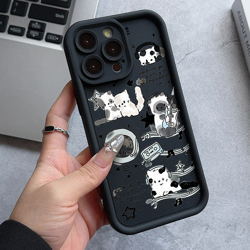 Charming Musical Kitten Soft TPU Phone Case with Ladder Lens Cover