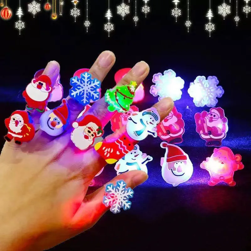 50pcs Christmas Light up Rings LED Luminous Rings Adult Kids New Year ...