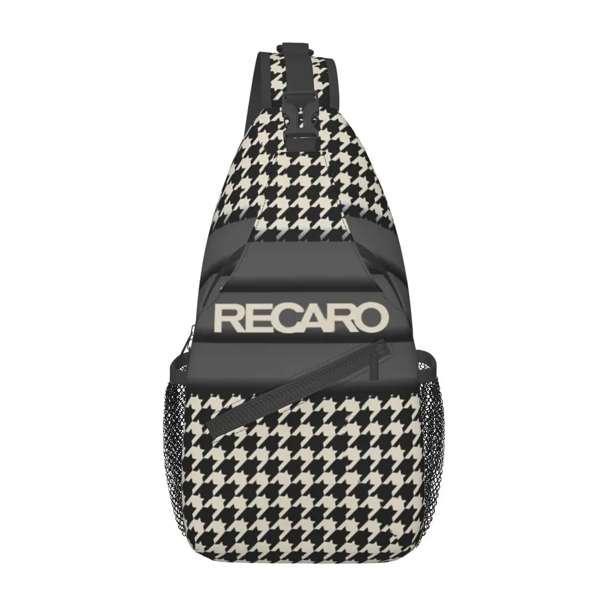 

Recaros Seat Houndstooth Sling Backpack Sling Bags Hiking Traveling Chest Bag Daypack Men Crossbody Backpack Shoulder Bag Pouch