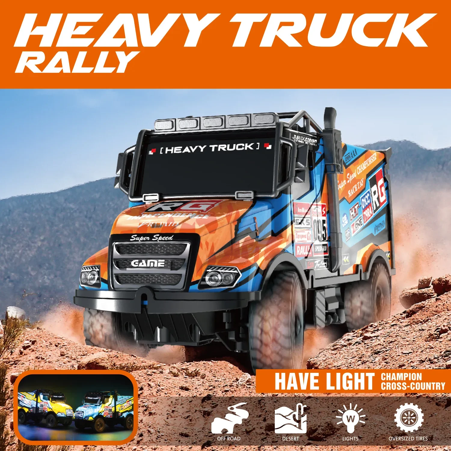 Luminous RC Truck 1/35 Off Road Remote Control Truck with Light Children's Rechargeable Toy Truck Gift